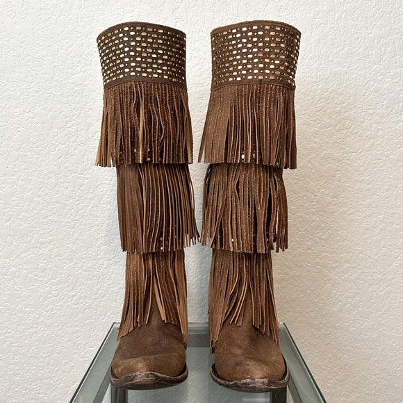 Old Gringo Triple Fringe Alsie Tall Knee w/ Zipper Western Boot 7 B - Picture 3 of 5